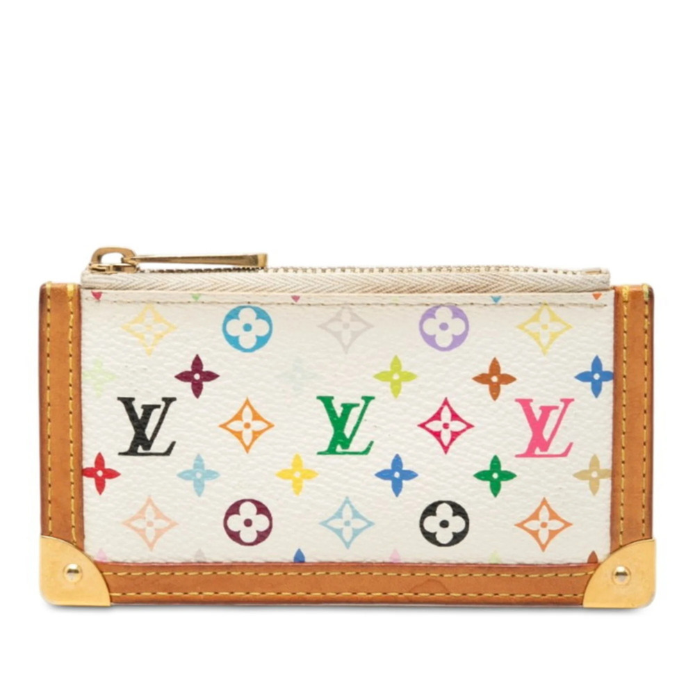 Louis Vuitton Monogram Multicolor Pochette Cle Wallet/Coin Purse M92655 Blanc...